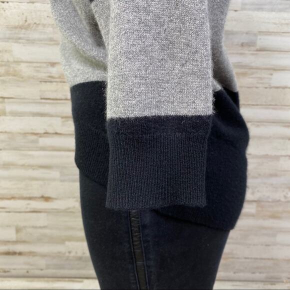 Pure Amici Cashmere Cowl Neck Sweater Womens Size XS Black & Gray Stripe - Picture 9 of 16